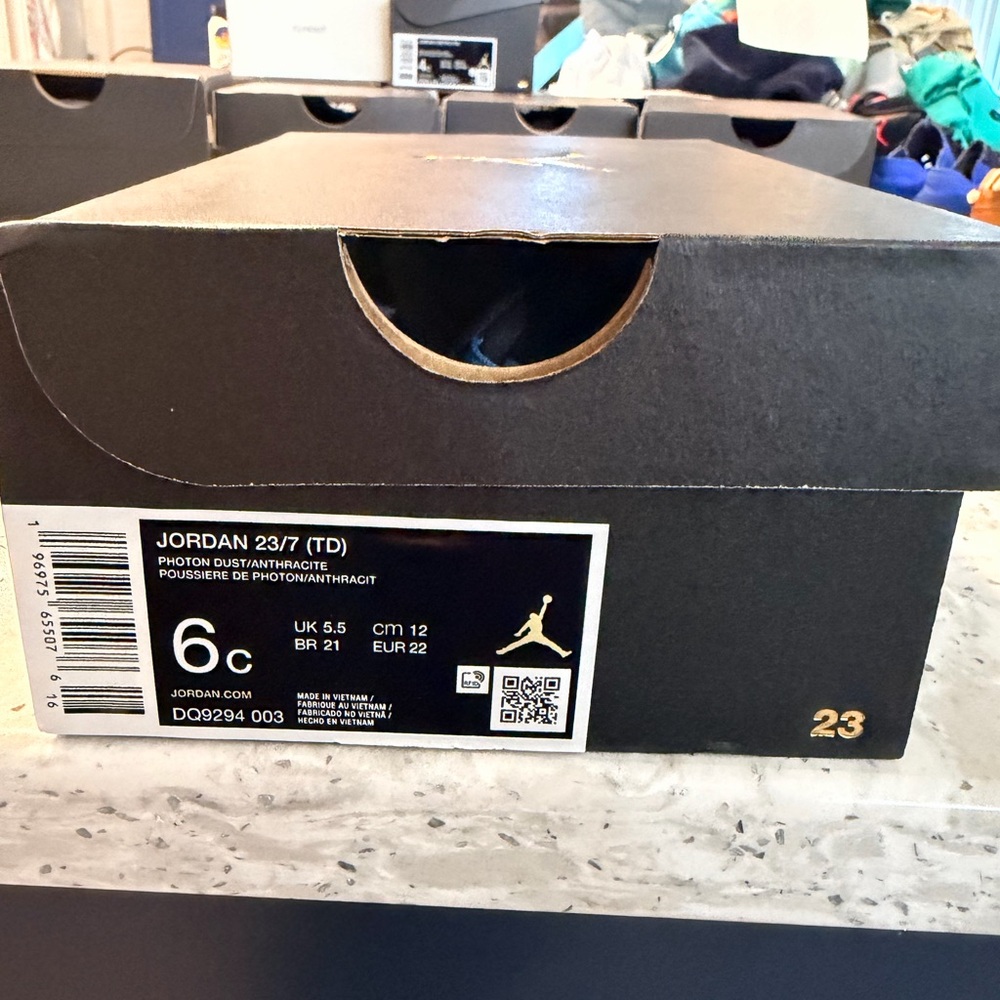 Jordan 23/7 (TD) Black and Gold Sneakers